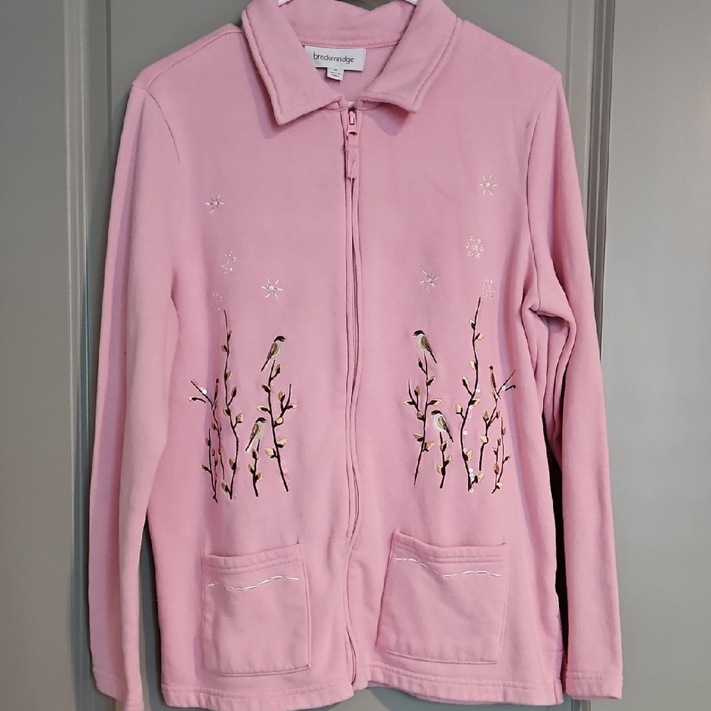 Breckenridge Y2K Bird Sparkling Sequin Snowflake Medium Cardigan Sweater - Picture 2 of 7